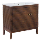 Modway - Ledger 36" Vanette de salle de bain - Blanc noyer-Assemblée requise