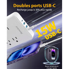 Huntkey - Parasurtenseur avec cordon détachable, 6 prises et 4 ports USB (2 USB-C, 2 USB-A) - blanc-6