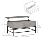 HOMCOM - Table basse relevable avec compartiment de rangement caché - gris-Plateau spacieux pouvant exposer de nombreuses décorations