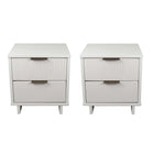 Manhattan Comfort - Table de nuit moderne Granville 45,99 cm à 2 tiroirs - Blanc - Lot de 2-Moderne-contemporain avec une touche de glamour - Table de nuit pour chambre et salon, lot de 2