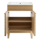 Modway - Render 24" Vanette de salle de bain - Oak White-Portes doubles à fermeture douce
