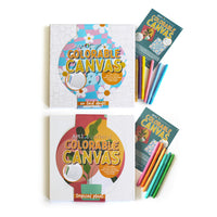 Art 101 - Ensemble d'art mural sur toile colorable, paquet de 2-Comprend deux toiles en coton de 10 pouces sur 10 pouces imprimées avec des motifs de lignes noires tendance
