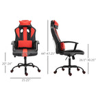 HOMCOM - Chaise de jeu de bureau à haut dossier style voiture de course pivotante avec soutien lombaire - rouge-Roulettes universelles fluides pour un confort et une mobilité accrus
