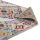 Modway - Entourage Réseau floral vieilli de Khalida Tapis de comédie 8 pi l x 10 pi L - Ivoire Bleu Orange Jaune Rouge-Haute densité / Tissé à la machine