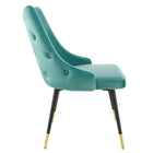 Modway - Adorn Performance Velvet Fauteuil d’appoint de salle à manger Ensemble de 2 - Sarcelle-Jambes noires effilées