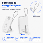 Rwan - Banque d’alimentation magnétique sans fil de 10 000 mAh avec support, câble USB-C et chargeur Apple Watch - blanc-La surface de recharge magnétique sans fil aide à maintenir un téléphone compatible en place