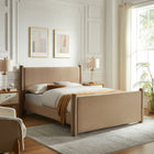 Modway - Rael Performance Velvet Lit de plateforme complet, Taupe-Système de soutien en lattes de bois