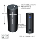 Ultimate Ears - MEGABOOM 4 enceinte Bluetooth portable étanche, Noir actif-Enceinte sans fil résistante aux chutes, avec longue portée: profitez d'une portée sans fil de 45 mètres et d'une résistance aux chutes jusqu’à 1 mètre