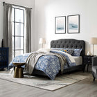 Modway - Amelia Tissu rembourré Lit King, Gris-Tissu polyester doux pour tissu