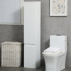 Kleankin - Armoire de rangement de salle de bain mince avec étagères réglables - blanc-Étagères réglables pour répondre à vos différents besoins de rangement 