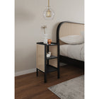 Manhattan Comfort - Table d’appoint chic industrielle de 11,81 po de Versailles - Noir et canne naturelle-Canne naturelle fine fabriquée à partir de véritable rotin en bois