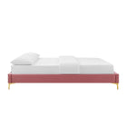 Modway - Sutton Performance Velvet Cadre de lit simple, Rose poussiéreuse-Velours de performance résistant aux taches