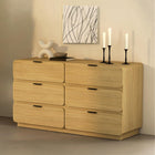 Manhattan Comfort - Commode double contemporaine moderne Chrystie 60" à 6 tiroirs - Naturel-Six tiroirs spacieux offrent un généreux espace de rangement pour les vêtements et les essentiels du quotidien