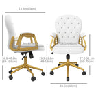 Vinsetto - Chaise de coiffeuse avec dossier et accoudoirs capitonnés à boutons - blanc-Siège pivotant à 360 degrés pour une mobilité aisée et une exécution optimale des tâches