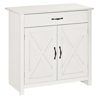 HOMCOM - Buffet de style ferme 31,5 po L avec rangement - blanc-La surface de ce buffet offre un style rustique 