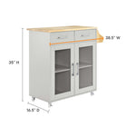 Modway - Cuisine Chariot de cuisine, Gris clair naturel-Plateau en caoutchouc