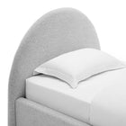 Modway - Resort Tissu rembourré Lit jumeau rond voûté, Tissage à bruyère gris clair-Assemblée requise