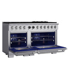 Kucht - 60 po Série KXP Cuisinière double énergie Propane - Acier inoxydable-Les grilles robustes en fonte diffusent une chaleur intense et permettent de déplacer les ustensiles d’un foyer à l’autre sans les soulever