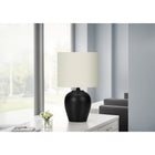 Monarch Specialties - Luminaire - 17 po H Lampe De Table - Céramique Noire - Abat-Jour Ivoire / Crème - Transitionnel-Cette lampe comporte un interrupteur rotatif facile à utiliser contenant une seule ampoule (non incluse) pour une puissance maximale de 60 W/120 V, pour illuminer instantanément une pièce