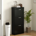 HOMCOM - Armoire à chaussures étroite avec tiroirs basculants et étagère réglable - noir-Les étagères intérieures réglables sur 2 niveaux sont amovibles pour ranger différents types de chaussures 