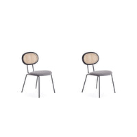 Manhattan Comfort - Lot de 2 chaises de salle à manger Jardin 48,5 cm style industriel chic, rembourrées, noir et gris-Chaise de salle à manger moderne style industriel chic en rotin parfaite pour la salle à manger lot de 2