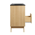 Modway - Soma 48" Meuble de salle de bain à double lavabo - Noir de chêne-Trous centraux de 8"