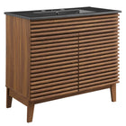 Modway - Render 36" Vanette de salle de bain - Noir noyer-Vanité moderne du milieu du siècle