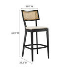 Modway - Caledonia Tabourets de bar - Noir beige - Ensemble de 2-Cadre en bois d’orme