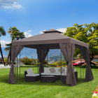 Outsunny - Abri de jardin extérieur pour patio, tonnelle avec auvent 10 pi l x 10 pi L - brun-Idéal pour le jardin, la cour ou tout autre espace extérieur, parfait pour les activités en plein air