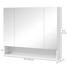 Kleankin - Armoire à pharmacie murale de salle de bain avec miroir - blanc-Portes miroir pour se préparer facilement. Charnières à fermeture douce et sécurisée 