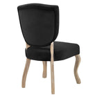 Modway - Array Français vintage Performance Velvet Fauteuil d’appoint de salle à manger - Noir-Pattes de sabre en bois usées