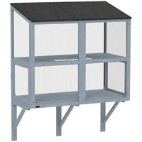 PawHut - Catio enclos extérieur pour chat, boîte de fenêtre 39,4 po L - gris-Se connecte à votre fenêtre, offrant aux chats de l’air frais et du soleil en toute sécurité 