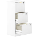 HOMCOM - Classeur vertical à 3 tiroirs cannelés pour documents Letter/A4 avec serrure - blanc-Conception compacte qui s'adapte parfaitement aux petits espaces 
