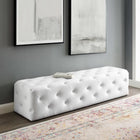 Modway - Amour Entrée à boutons touffés de 72" Imitation cuir Banc - Blanc-Rembourrage en faux cuir
