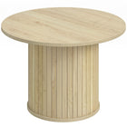 HOMCOM - Table basse ronde avec base à colonnes à lattes - bois naturel-Le design à colonnes à lattes avec une finition bois naturel ajoute de l’élégance et assure une grande stabilité
