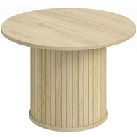 HOMCOM - Table basse ronde avec base à colonnes à lattes - bois naturel-Le design à colonnes à lattes avec une finition bois naturel ajoute de l’élégance et assure une grande stabilité