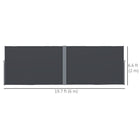 Outsunny - store latéral double rétractable pour patio - gris charbon-Pôles de support inclinés empêchent l'affaissement du tissu, améliorent la durabilité
