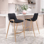 Zuo - Desi Tabouret de comptoir - Noir/Or - Ensemble de 2-Assemblage requis