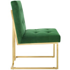 Modway - Privy Acier inoxydable doré Performance Velvet Chaise à manger - Émeraude d’or-Base en acier inoxydable doré