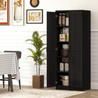 HOMCOM - Armoire de rangement 63 po avec étagères réglables - noir-Style contemporain chic avec panneaux de porte shaker et poignées en métal antique 