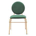 Zuo - Odessa Chaise de salle à manger - Vert/Or - Ensemble de 2-Revêtement doux et lisse