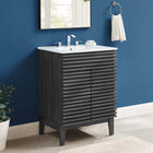 Modway - Render 24" Vanette de salle de bain - Blanc charbon-Étagère de rangement réglable