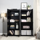 Manhattan Comfort - Hopkins 59,22 po Ensemble Moderne 2 Pièces Armoire de Rangement à 8 Étagères - Noir-Style de porte à ouverture à 90° avec charnière de porte européenne à fermeture douce