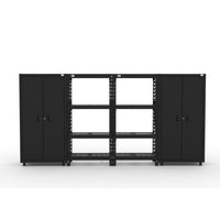 Cat - Ensemble d’armoires de garage (PAA) incluant 2 armoires-vestiaires et 2 tablettes-Ensemble d’armoires et étagères 4 pièces : Deux casiers robustes de 36 po et deux étagères industrielles offrant un rangement pratique et une surface de travail dans un format compact.