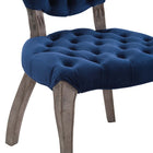 Modway - Exhibit Restauration vintage française Performance Velvet Fauteuil d’appoint - Marine-Livré entièrement assemblé
