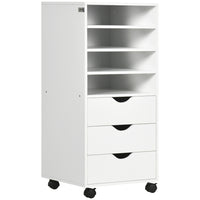 Vinsetto - Armoire de bureau à 3 tiroirs avec roulettes - blanc-4 étagères et 3 tiroirs pour ranger vos fournitures de bureau 
