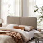 Modway - Lindee Tissu Boucle Tête de lit complète, Flocons d’avoine-Rembourrage en mousse dense