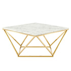 Modway - Vertex Métal d’or Acier inoxydable Table basse - Or Blanc-5