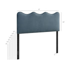 Modway - Athena Velours de performance résistant aux taches Tête de lit Queen size, Bleu Cadet-Conception à vagues festonnées