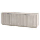 Hudson&Canal - Meuble TV Mansfield pour téléviseurs jusqu'à 78" - Blanc aulne-Le dessus a une capacité de poids de 75 lb, les étagères inférieures peuvent supporter 25 lb chacune